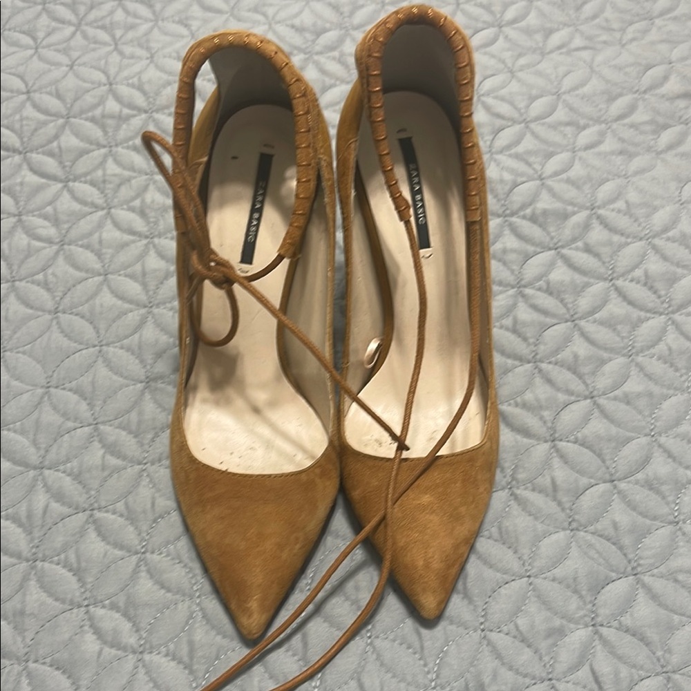Zara Tan Suede Stiletto Heels